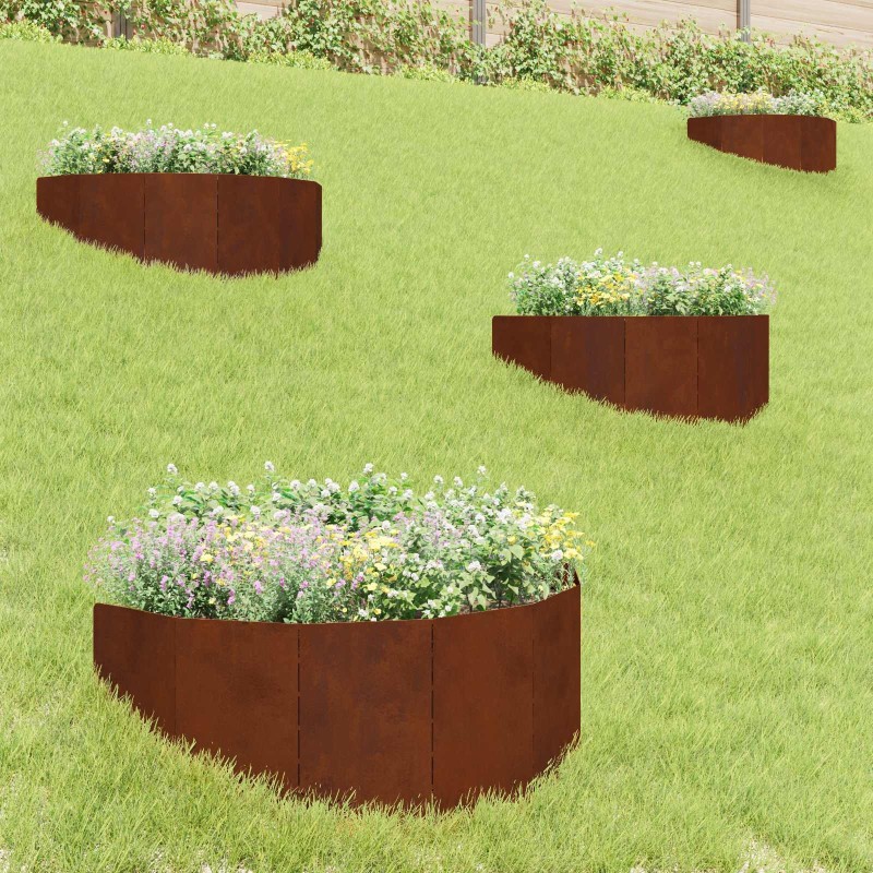 Bordure de Pelouse 4 pcs 100 x 45 cm Acier Rouillé 643058643058