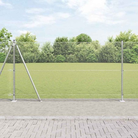 Clôture en fil soudé avec base en béton 10 x 1,2 m Argenté 643064643064