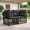 Loveseat d'extérieur 2 pcs Noir et Gris foncé polyrotin 643071643071