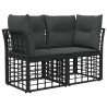Loveseat d'extérieur 2 pcs Noir et Gris foncé polyrotin 643071643071