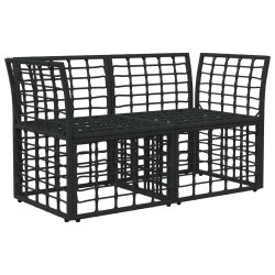 Loveseat d'extérieur 2 pcs Noir et Gris foncé polyrotin 643071643071
