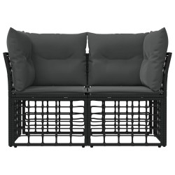 Loveseat d'extérieur 2 pcs Noir et Gris foncé polyrotin 643071643071