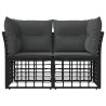 Loveseat d'extérieur 2 pcs Noir et Gris foncé polyrotin 643071643071