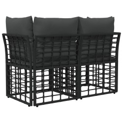 Loveseat d'extérieur 2 pcs Noir et Gris foncé polyrotin 643071643071