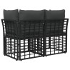 Loveseat d'extérieur 2 pcs Noir et Gris foncé polyrotin 643071643071