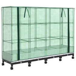 Jardinière de jardin avec couverture de serre et roues 4 pc PP 643072643072