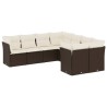 Salon de jardin 8 pcs avec coussins marron résine tressée 643077643077