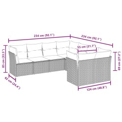 Salon de jardin 8 pcs avec coussins marron résine tressée 643077643077