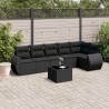 Salon de jardin 7 pcs avec coussins noir résine tressée 643081643081