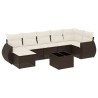Salon de jardin 8 pcs avec coussins marron résine tressée 643085643085