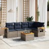 Salon de jardin 6 pcs avec coussins gris résine tressée 643086643086