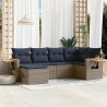 Salon de jardin 6 pcs avec coussins gris résine tressée 643089643089