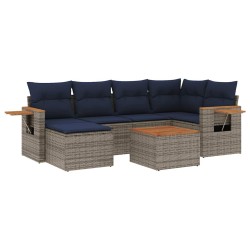 Salon de jardin 7 pcs avec coussins gris résine tressée 643091643091