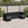 Salon de jardin 7 pcs avec coussins noir résine tressée 643094643094