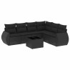 Salon de jardin 7 pcs avec coussins noir résine tressée 643096643096