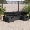 Salon de jardin 6 pcs avec coussins noir résine tressée 643097643097
