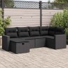 Salon de jardin 6 pcs avec coussins noir résine tressée 643098643098