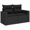 Salon de jardin 6 pcs avec coussins noir résine tressée 643098643098