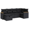 Salon de jardin 6 pcs avec coussins noir résine tressée 643108643108
