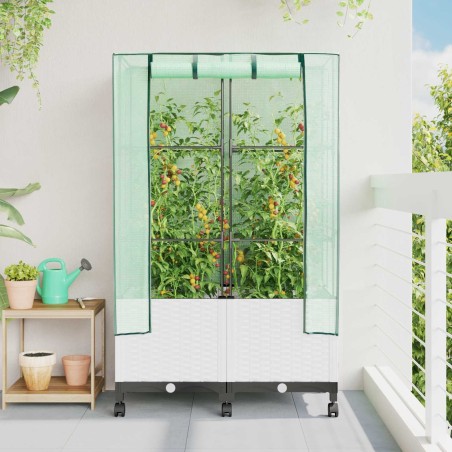 Jardinière de jardin avec couverture de serre et roues 2 pc PP 643111643111