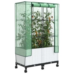 Jardinière de jardin avec couverture de serre et roues 2 pc PP 643111643111