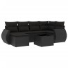 Salon de jardin 7 pcs avec coussins noir résine tressée 643112643112