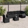 Salon de jardin 7 pcs avec coussins noir résine tressée 643113643113