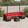 Ensemble de canapé de jardin 8 pcs avec coussins marron résine tressée 643125643125