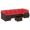 Ensemble de canapé de jardin 8 pcs avec coussins marron résine tressée 643125643125