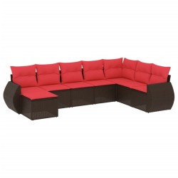 Ensemble de canapé de jardin 8 pcs avec coussins marron résine tressée 643126643126