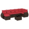 Ensemble de canapé de jardin 8 pcs avec coussins marron résine tressée 643127643127