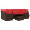 Ensemble de canapé de jardin 7 pcs avec coussins marron résine tressée 643132643132