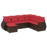 Ensemble de canapé de jardin 7 pcs avec coussins marron résine tressée 643134643134