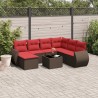 Ensemble de canapé de jardin 8 pcs avec coussins marron résine tressée 643135643135