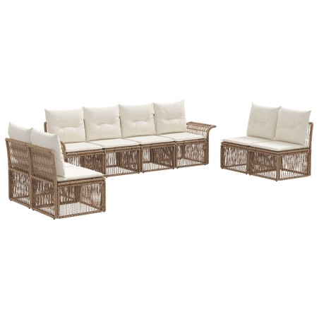 Ensemble de canapé de jardin 8 pcs Beige polyrotin 643143643143