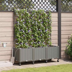 Porte-plante de jardin avec irrigation et roues 3 pc Gris clair 643146643146