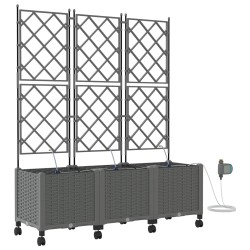 Porte-plante de jardin avec irrigation et roues 3 pc Gris clair 643146643146