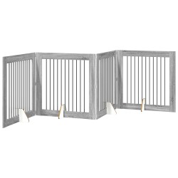 Porte de chien pliable avec supports 4 pcs Sonoma gris 401 cm 643147643147