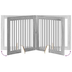 Porte de chien pliable avec supports 4 pcs Sonoma gris 401 cm 643147643147