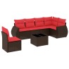 Ensemble de canapé de jardin 7 pcs avec coussins marron résine tressée 643148643148
