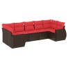Ensemble de canapé de jardin 7 pcs avec coussins marron résine tressée 643149643149