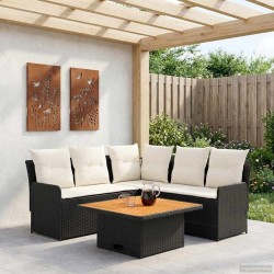 Ensembles de meubles avec oreiller 4 pcs Noir et Crème Rotin PE 643153643153