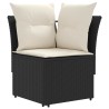 Ensembles de meubles avec oreiller 4 pcs Noir et Crème Rotin PE 643153643153