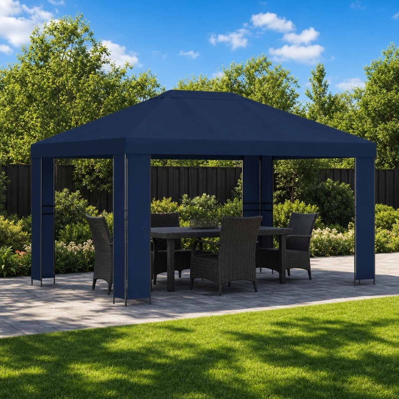 Pavillon 4 × 3 m Bleu Polyester et Acier 190 gsm 643154643154