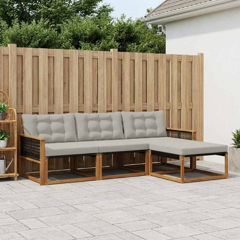 Ensemble de canapés d'extérieur 4 pcs Naturel et gris clair 643158643158