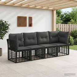 Ensemble de canapés d'extérieur Noir Polyester 643159643159