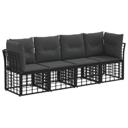 Ensemble de canapés d'extérieur Noir Polyester 643159643159
