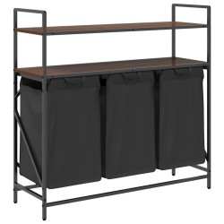Panier à linge à 3 compartiments avec étagères chêne brun 643160643160