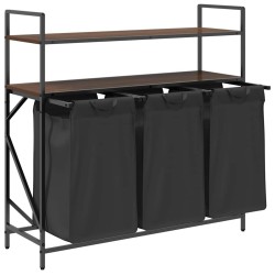 Panier à linge à 3 compartiments avec étagères chêne brun 643160643160