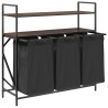 Panier à linge à 3 compartiments avec étagères chêne brun 643160643160